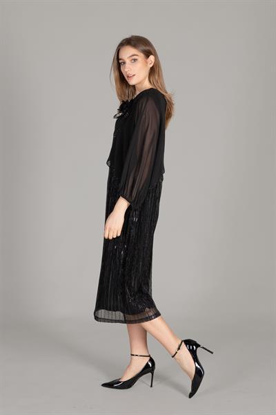 Round Neck Sequin Tulwith Dress