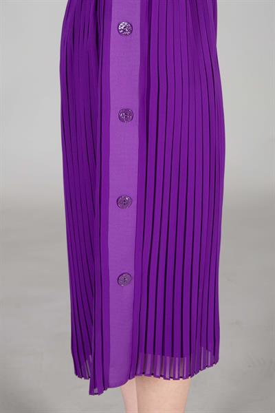 Round Neck Pleated Chiffon Dress