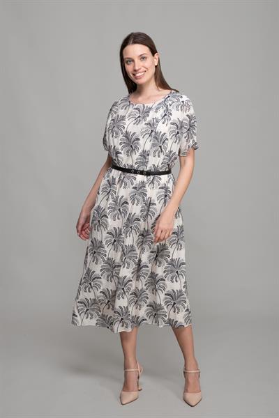 Yuvarlak Yaka Şifon Elbise