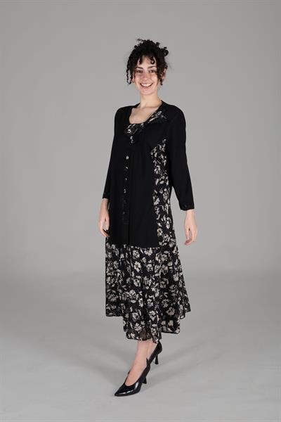 Yuvarlak Yaka Şifon Elbise