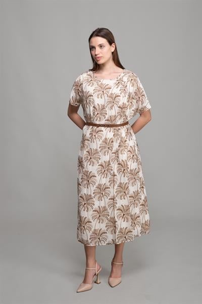 Yuvarlak Yaka Şifon Elbise