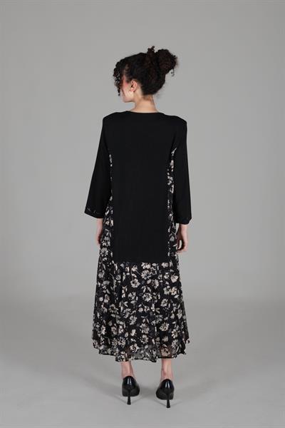 Yuvarlak Yaka Şifon Elbise