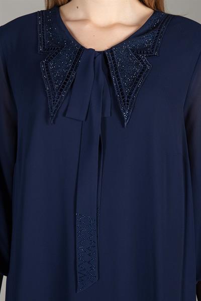 Yuvarlak Yaka Şifon Elbise