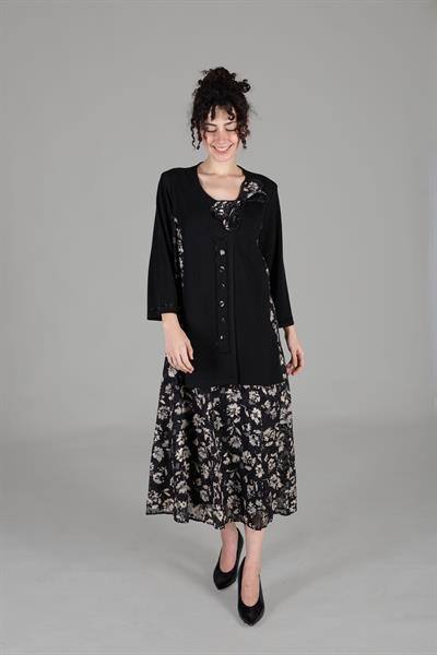 Yuvarlak Yaka Şifon Elbise