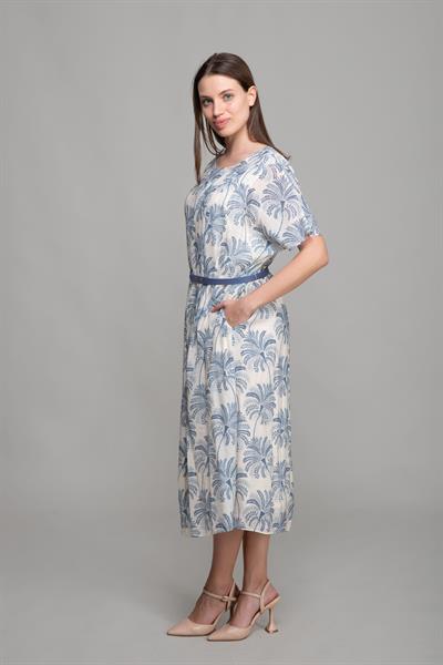 Yuvarlak Yaka Şifon Elbise