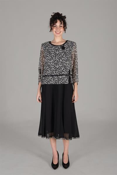 Round Neck Chiffon Empirme Dress