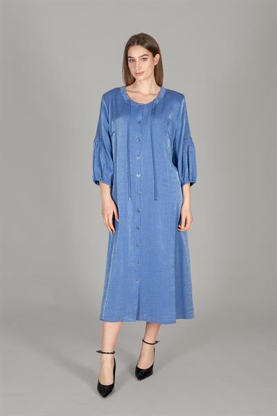 Yuvarlak Yaka Simli Elbise