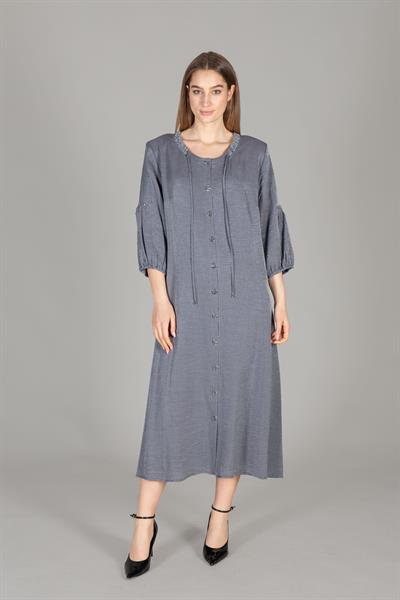 Yuvarlak Yaka Simli Elbise