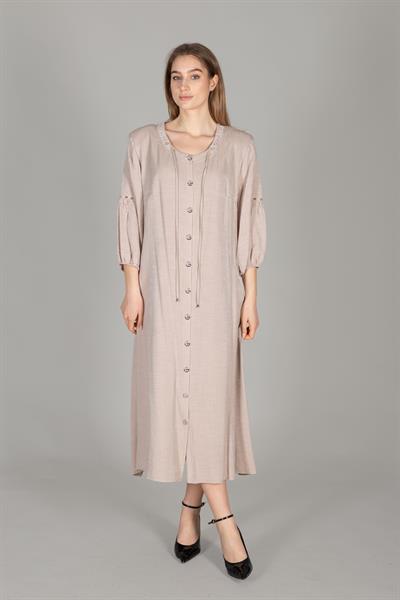 Yuvarlak Yaka Simli Elbise