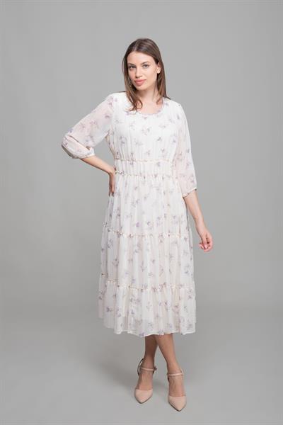 Yuvarlak Yaka Simli Yoryo Elbise