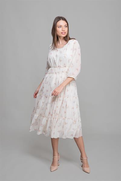 Yuvarlak Yaka Simli Yoryo Elbise