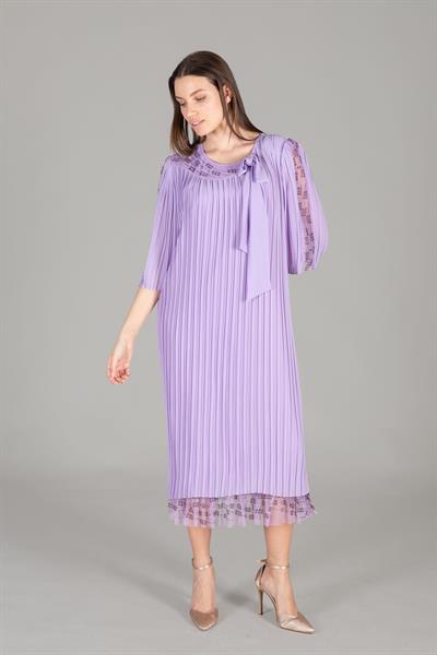 Round Neck Tulwithlü Chiffon Dress
