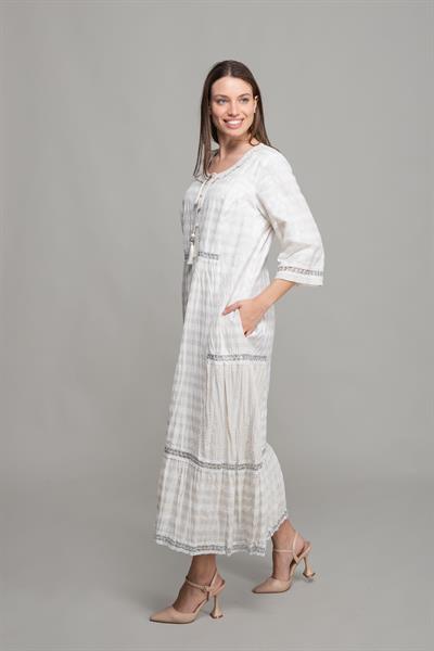 Yuvarlak Yaka Vual Elbise