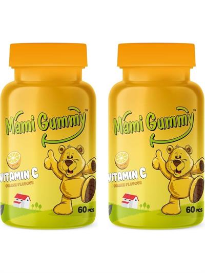 Mami Gummy Kids Gummies C Vitamini Içeren 60 Adet Çiğnenebilir Gummy Jel Portakal Aromalı - 2 Adet
