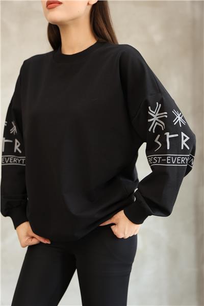 Baskılı Oversize Sweatshirt Mevsimlik 25528