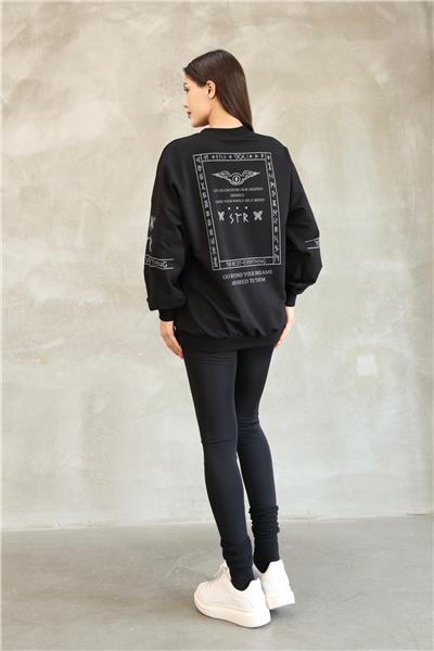 Baskılı Oversize Sweatshirt Mevsimlik 25528