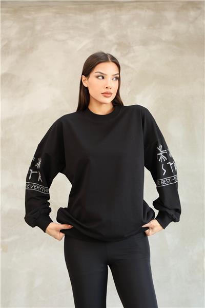 Baskılı Oversize Sweatshirt Mevsimlik 25528