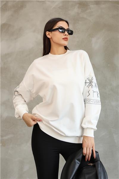 Baskılı Oversize Sweatshirt Mevsimlik 25528