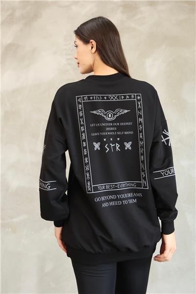 Baskılı Oversize Sweatshirt Mevsimlik 25528