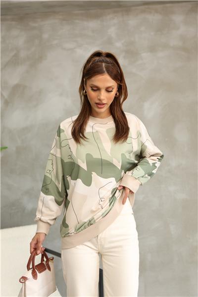 Digital Baskılı Oversize Sweatshirt 25521