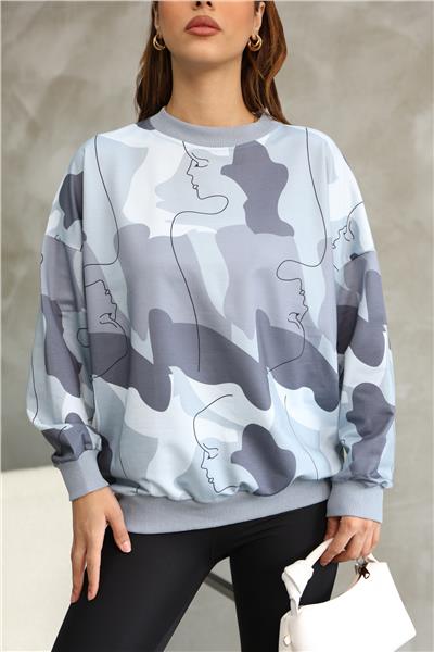 Digital Baskılı Oversize Sweatshirt 25521