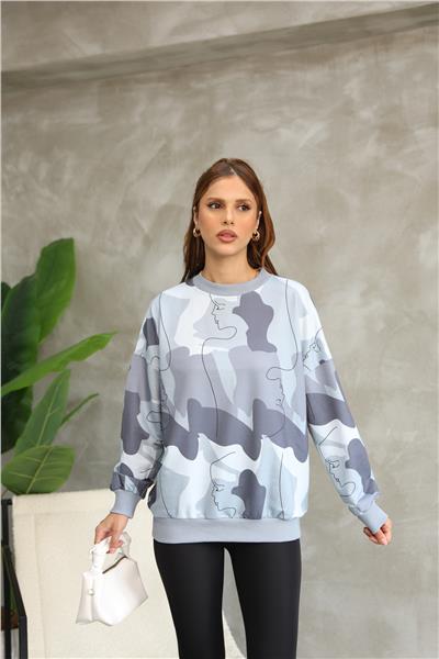 Digital Baskılı Oversize Sweatshirt 25521