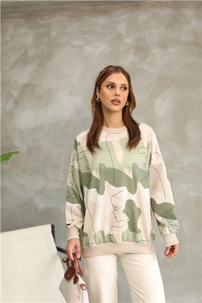 Digital Baskılı Oversize Sweatshirt 25521
