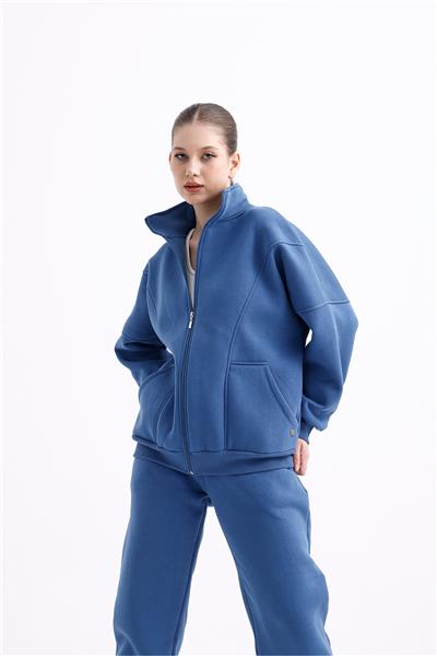 Kadın 3 İplik Şardonlu Eşofman Takımı İndigo