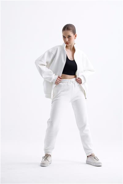 Kadın 3 İplik Şardonlu Eşofman Takımı Ekru