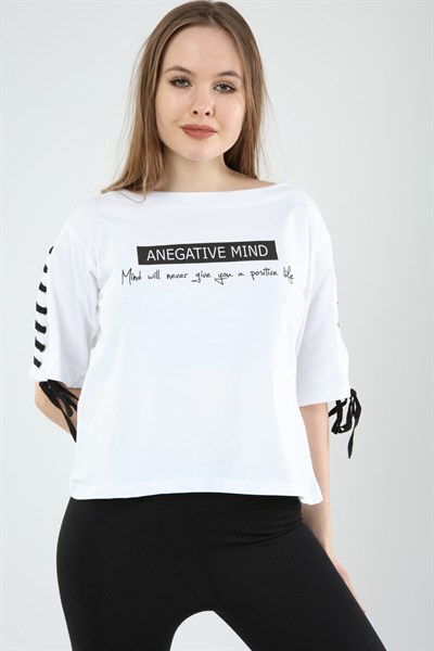 Kadın Baskılı Beyaz T-shirt 20028