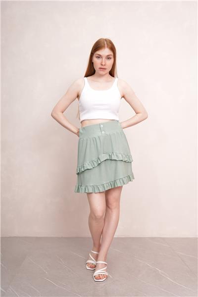 Kadın Bürümcük Kat Kat Volanlı Mini Etek 24070
