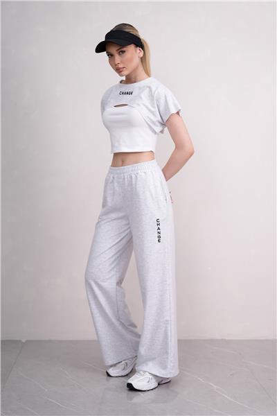 Kadın Crop Eşofman Takımı 3Lü Takım Spor Comfort 25074