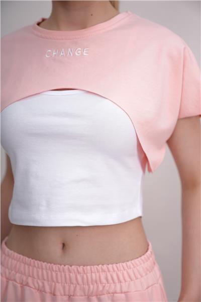 Kadın Crop Eşofman Takımı 3Lü Takım Spor Comfort 25074