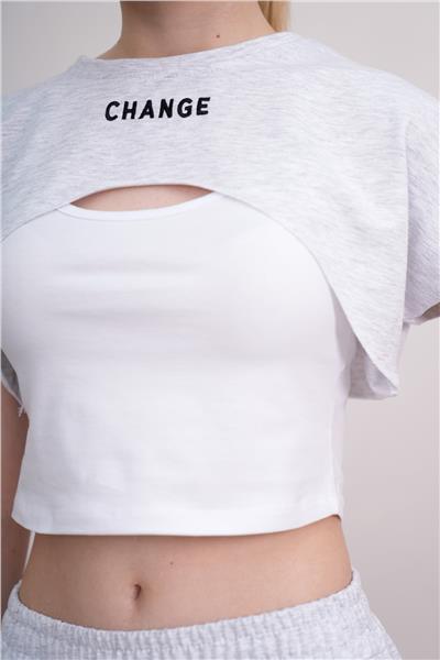 Kadın Crop Eşofman Takımı 3Lü Takım Spor Comfort 25074