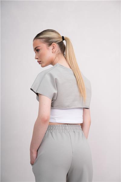 Kadın Crop Eşofman Takımı 3Lü Takım Spor Comfort 25074