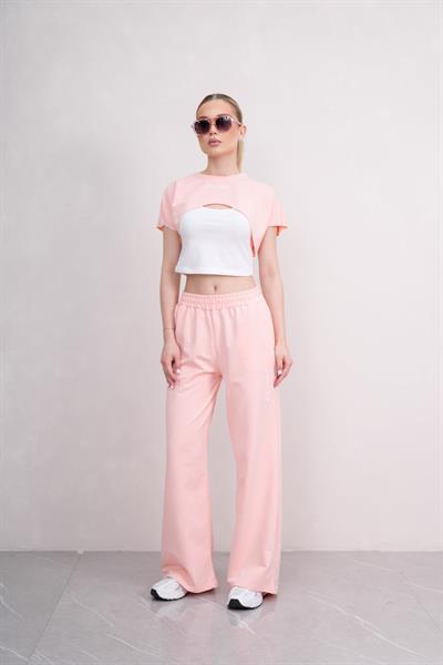 Kadın Crop Eşofman Takımı 3lü Takım Spor Comfort 25074