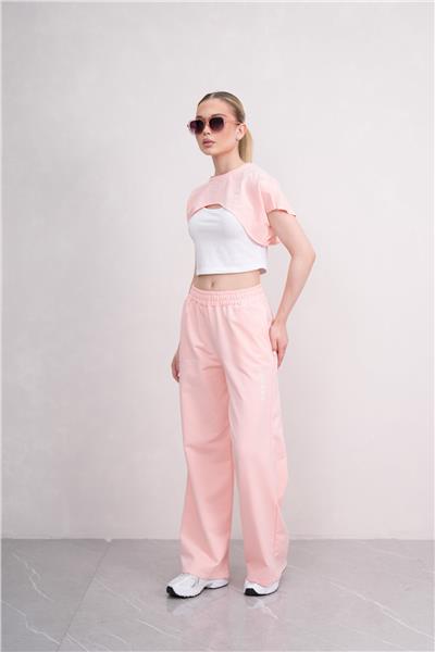 Kadın Crop Eşofman Takımı 3Lü Takım Spor Comfort 25074