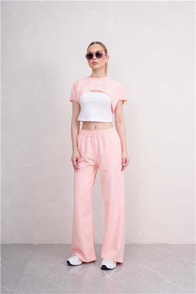 Kadın Crop Eşofman Takımı 3Lü Takım Spor Comfort 25074