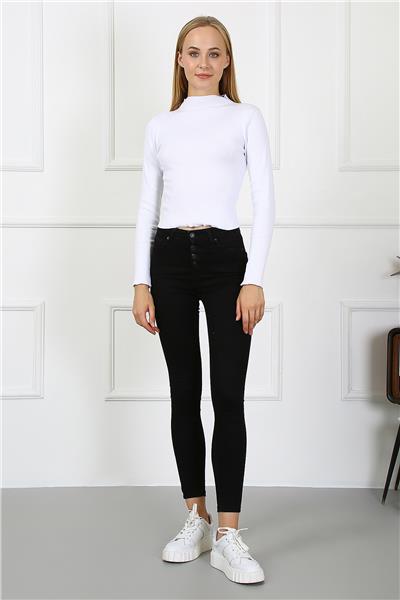 Kadın Crop Kaşkorse Bluz 23511 -Beyaz