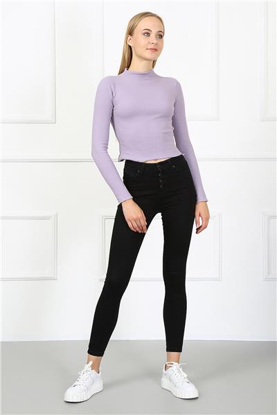 Kadın Crop Kaşkorse Bluz 23511 -Lila