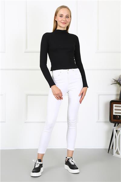 Kadın Crop Kaşkorse Bluz 23511 -Siyah