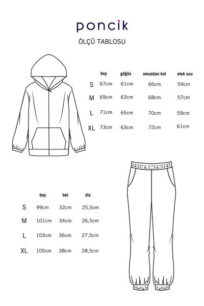 Kadin Kapüşonlu Önü Fermuarli Cepli Polar Oversize Eşofman Takimi 23586-Bordo
