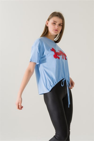 Kadın Love More Mavi Baskılı T-shirt 21010