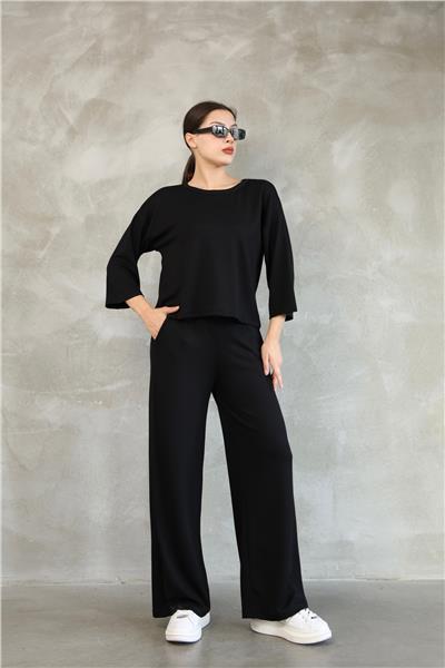 Kadın Modal Eşofman Takımı Soft Touche Kısa Kol Cepli Pantolon Takım