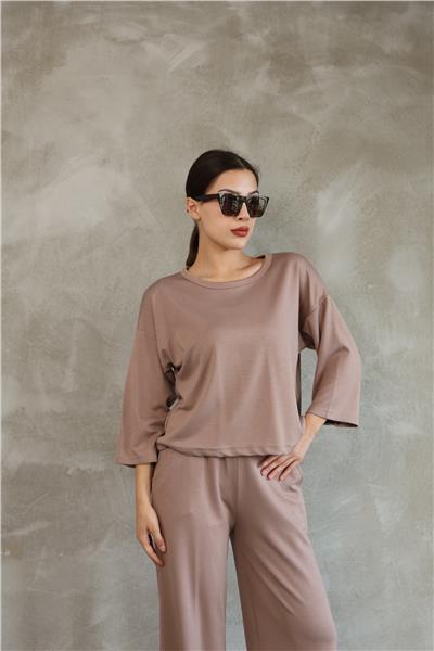 Kadın Modal Eşofman Takımı Soft Touche Kısa Kol Cepli Pantolon Takım