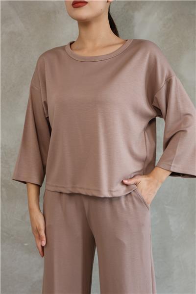 Kadın Modal Eşofman Takımı Soft Touche Kısa Kol Cepli Pantolon Takım