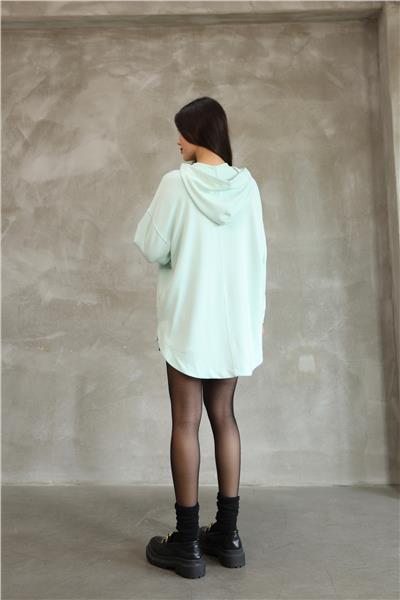 Kadın Modal Kumaş Kapüşonlu Fermuarlı Oversize Hırka 25518