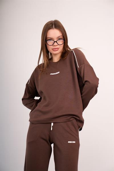 Kadın Modal Kumaş Oversize Rahat İkili Takım – Sweat & Wide Leg Alt 25545