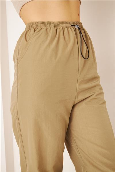 Kadın Paraşüt Kumaş Pantolon Vizon