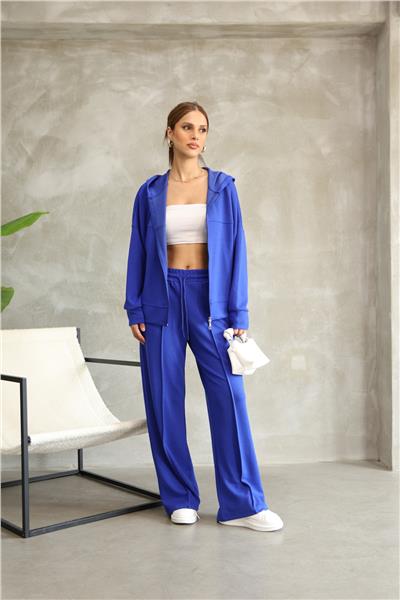 Kadın Scuba Modal Kumaş Mevsimlik Eşofman Takım 24583 Sax